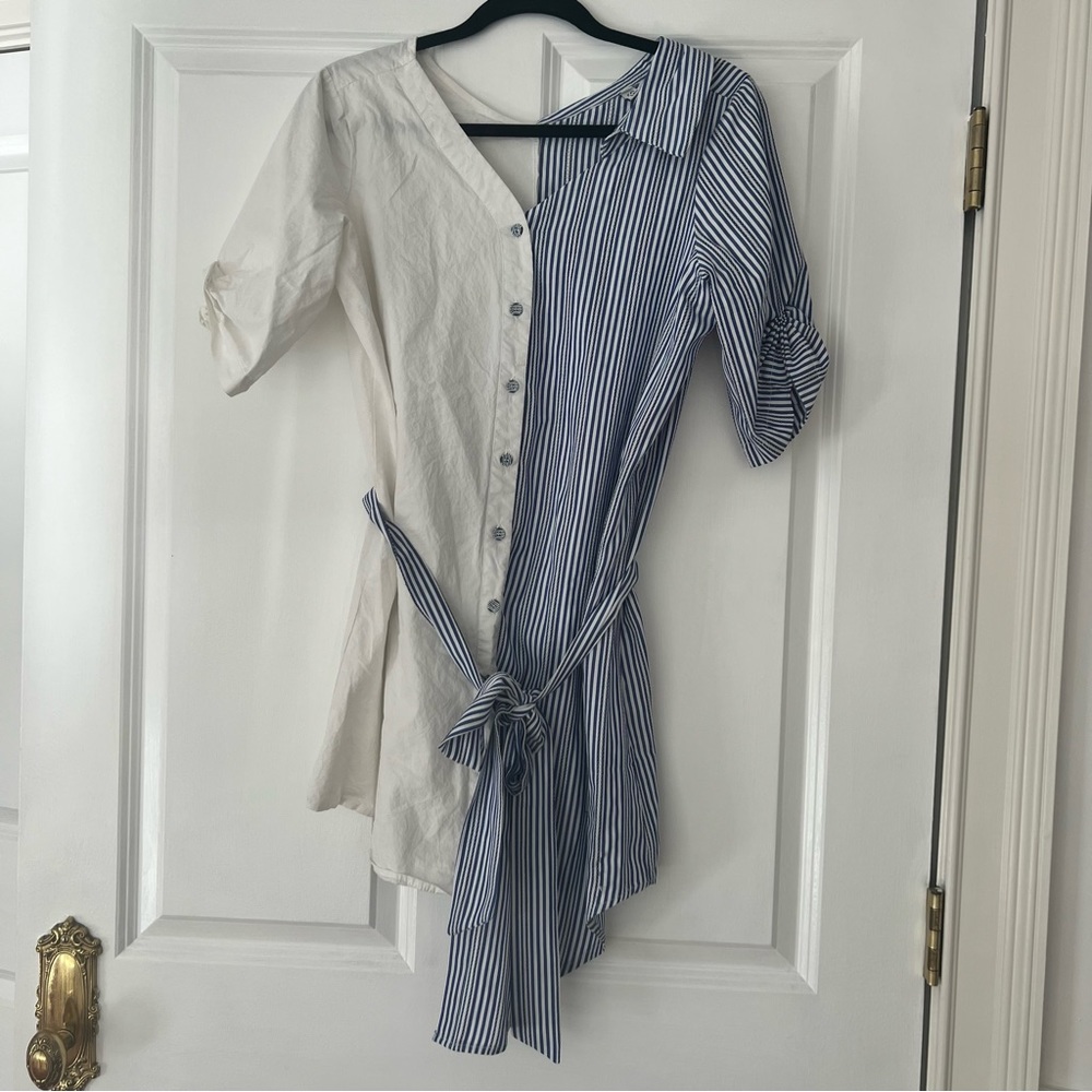 White and Blue stripe YYFS Dress size small
